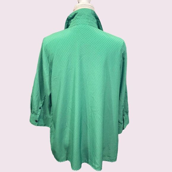 Liz Claiborne Green and Black Polka Dot Button Down Shirt - Picture 3 of 11